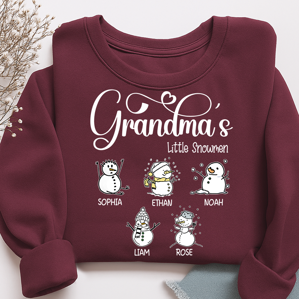 Merry Christmas Grandma Little Snowman Sweatshirt, Custom Gifts for Grandma and Grandchild