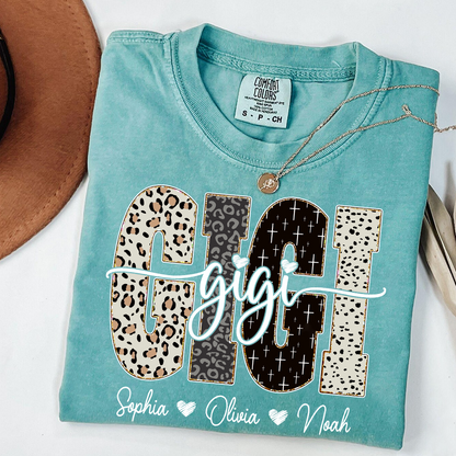 Comfort Colors® T-Shirt Bible Style Design, Custom Gift For Gigi And Her Grandchildren