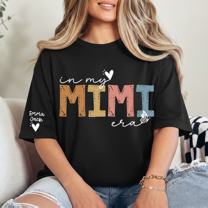 Cute Mimi Grandma T-Shirt, In My Mimi Era Stylish Pastel Graphic Tee For Gift Grandma and Kids