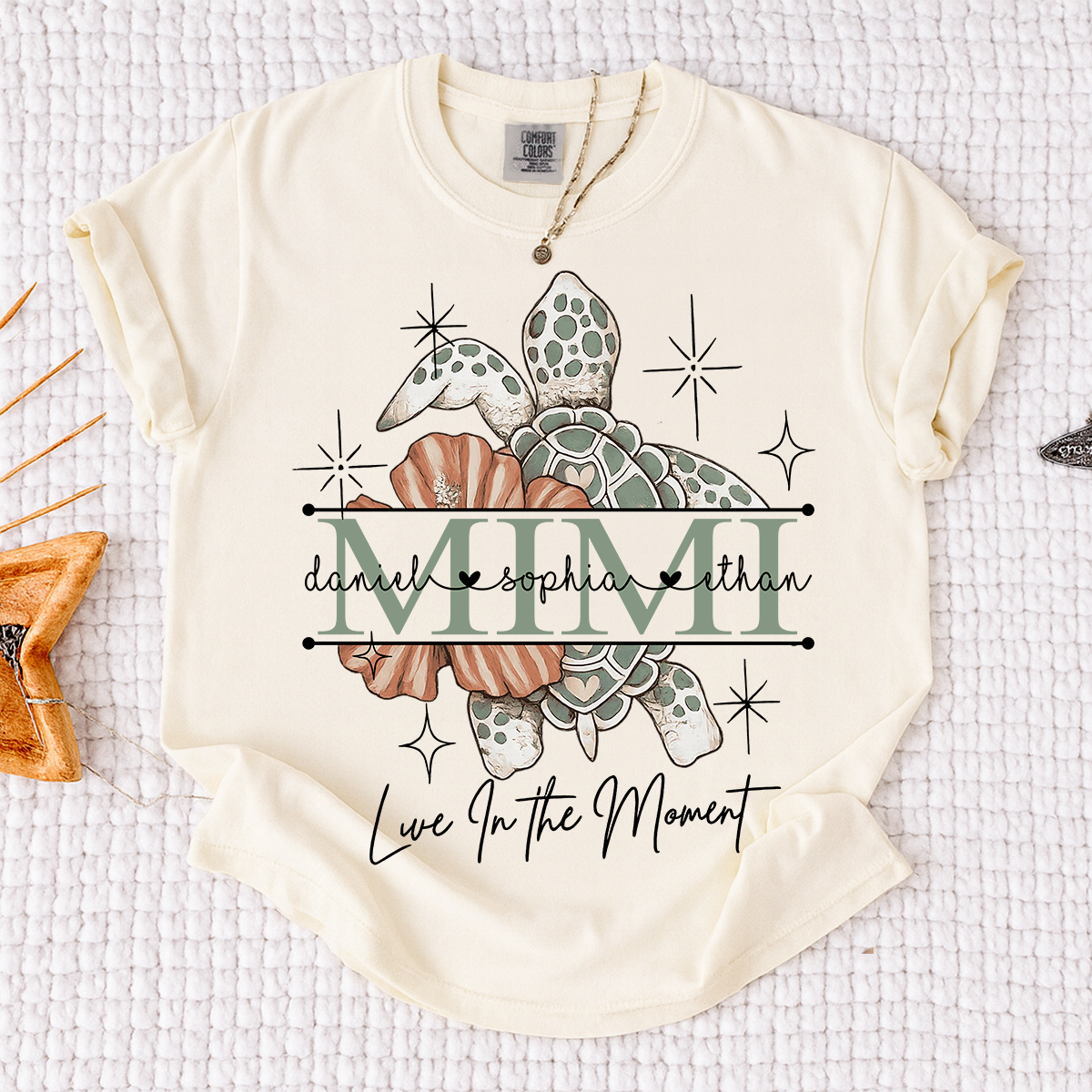 Comfort Colors® Mimi Ocean Turtle T-Shirt Custom Family Names Beach Style