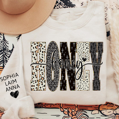 Personalized Honey Leopard Sweatshirt – Custom Bible Style Design, Unique Gift for Grandma and Her Grandkids