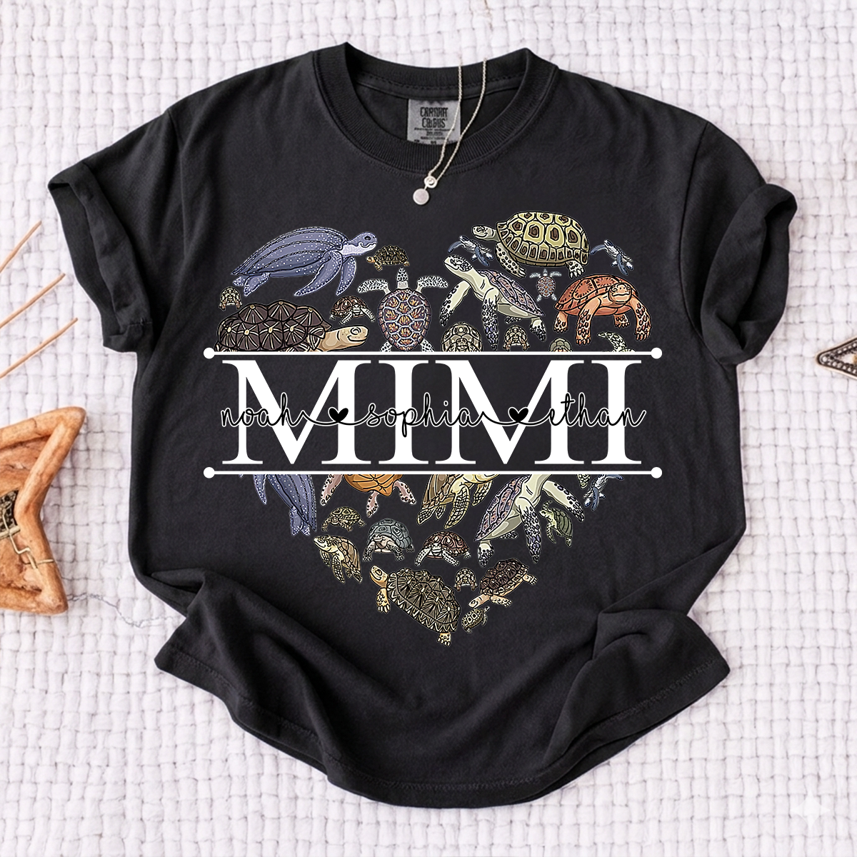 Comfort Colors® Mimi Turtle T-Shirt for Grandma Personalized Gift with Kids’ Names