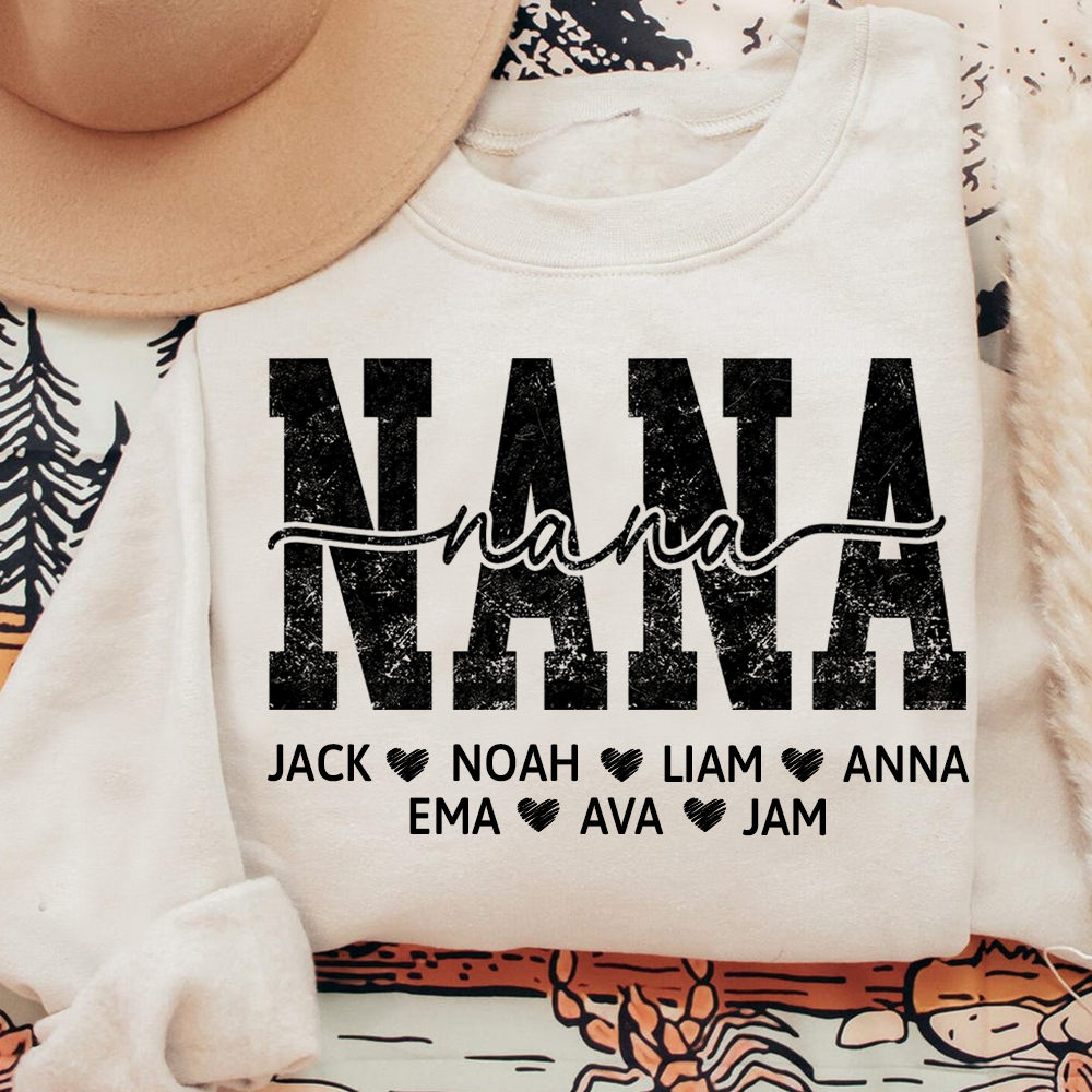 Personalized Nana 2025 Sweatshirt, Custom Gift For Grandma And Kids
