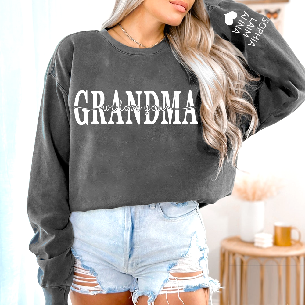 Grandma Sweatshirt Loved Beyond Measure, Personalized Grandma Crewneck with Grandkids Names, Minimal Family Style