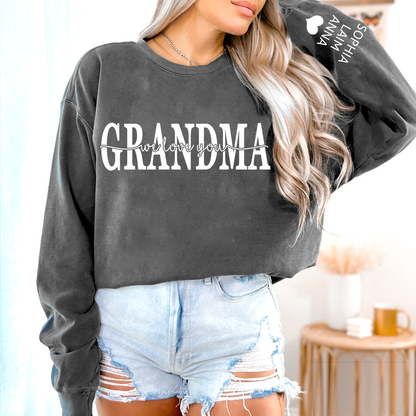 Grandma Sweatshirt Loved Beyond Measure, Personalized Grandma Crewneck with Grandkids Names, Minimal Family Style