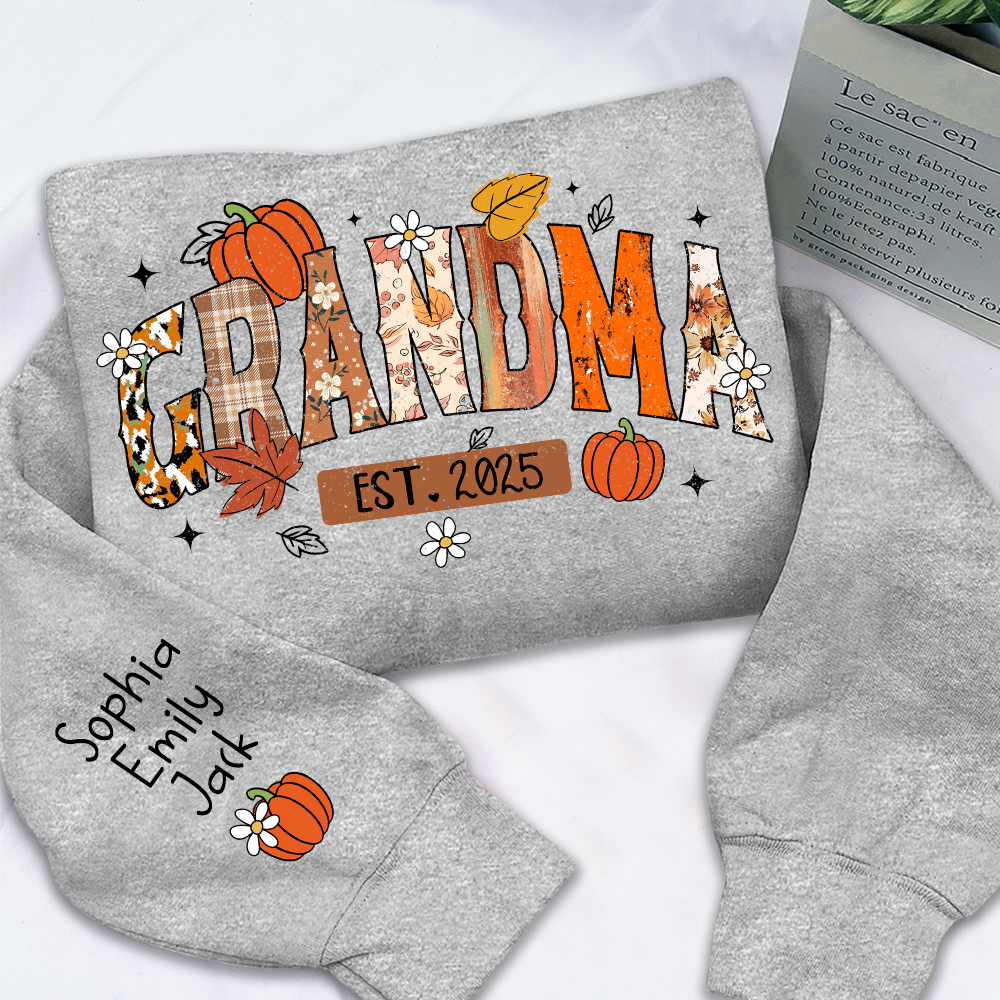 Custom Grandma Pumkin Sweatshirt, Personalized For Grandma And Kids