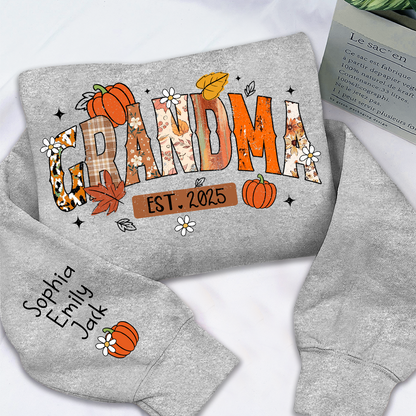 Custom Grandma Pumkin Sweatshirt, Personalized For Grandma And Kids
