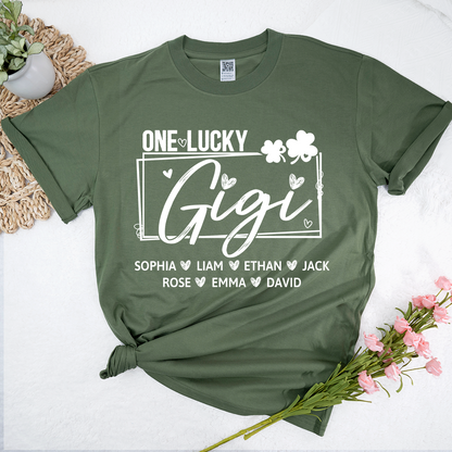 One Lucky Gigi St Patrick’s Day Shirt, Personalized Shamrock Family T Shirt