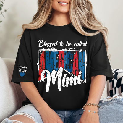Blessed to Be Called Mimi Shirt, Personalized Mimi T-Shirt with Custom Names and Patriotic Design