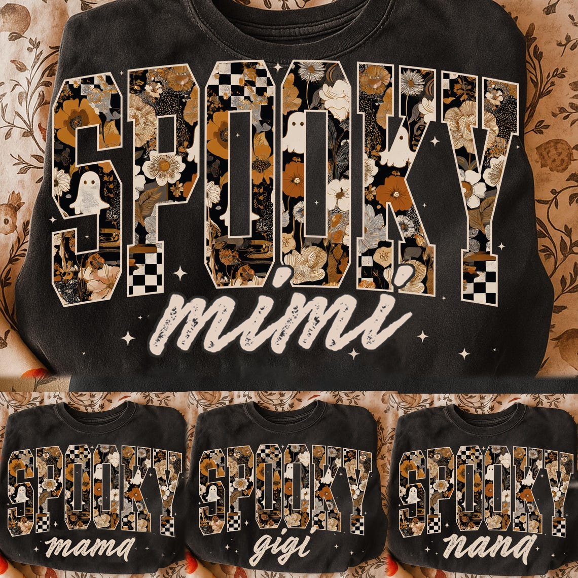 Personalized Spooky Grandma Halloween Sweatshirt, Gift for Mimi And Kids