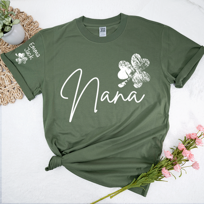 Lucky Grandma St Patrick’s Day T Shirt, Nana Shamrock Custom Names Design