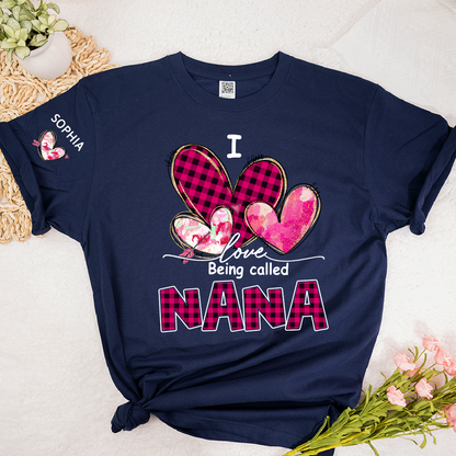 I Love Being Called Mimi Pink Tone Design, Grandma Tshirt Personalized with Kids Name
