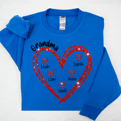 Glitter Custom Name Valentine Heart Grandma And Kids LTP01