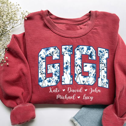 Personalized Blue Mimi Sweatshirt,Gift For Custom Grandma and Kids