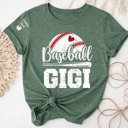 Custom Baseball Gigi T-Shirt, Graphic Tee With Baseball And Heart Design for Gift Grandma And Kids