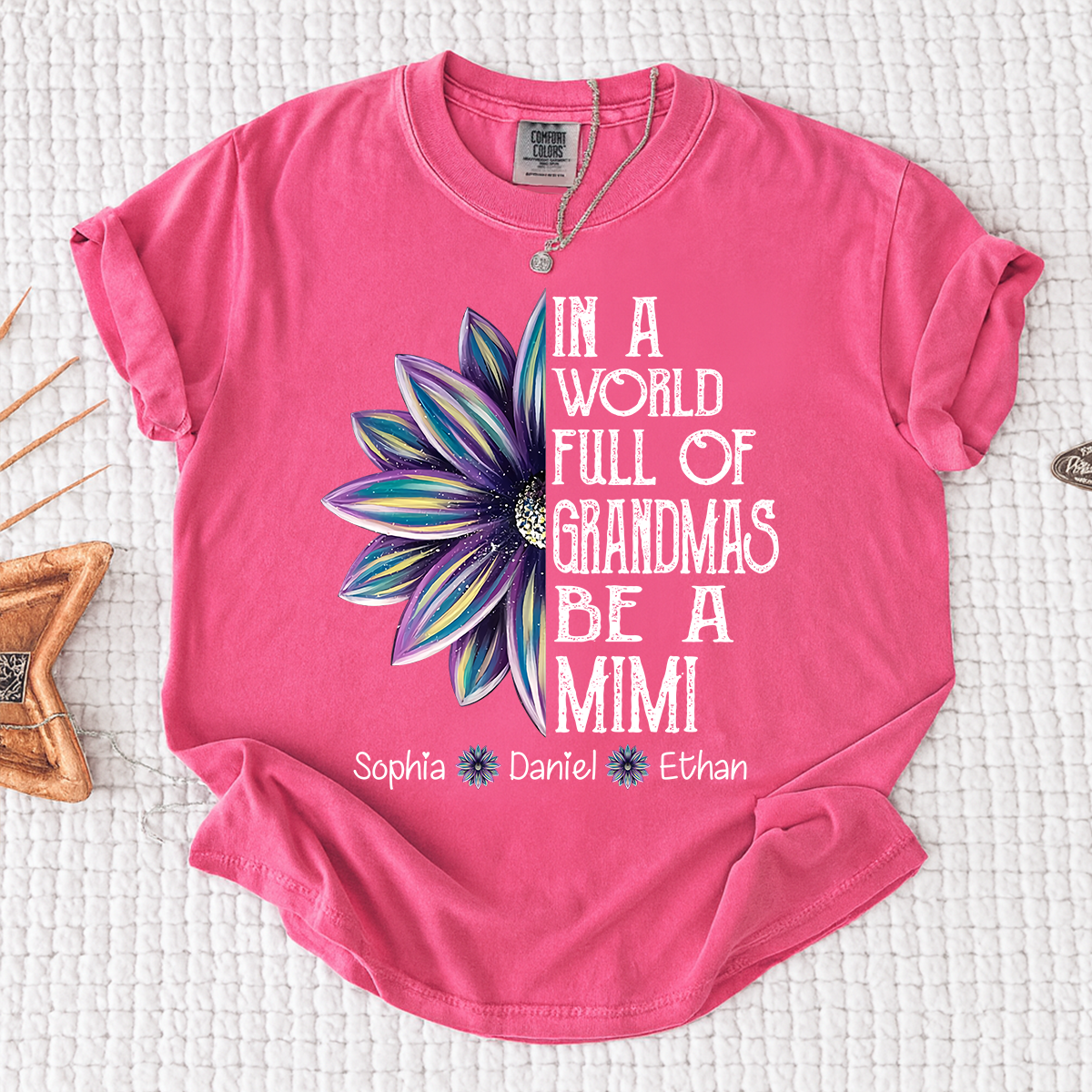 Comfort Colors Personalized Mimi Shirt with Kids Names In a World Full of Grandmas Be a Mimi with Floral Graphic Custom Family Tee