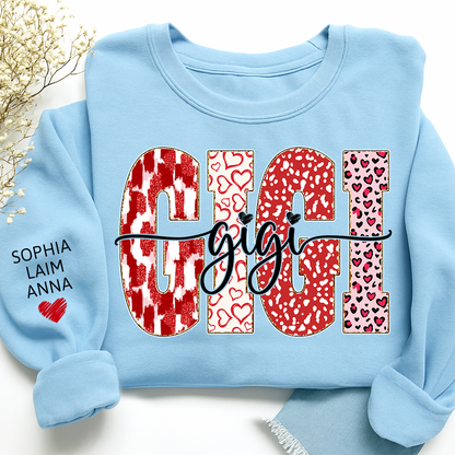 Personalized Valentine Gigi Heart Sweatshirt, Gifts for Grandma And Kids