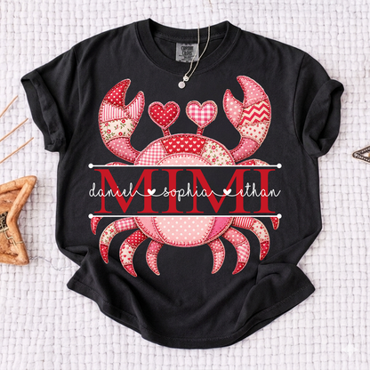 Comfort Colors® Patchwork Crab Design Mimi Shirt Personalized Children’s Names Tee