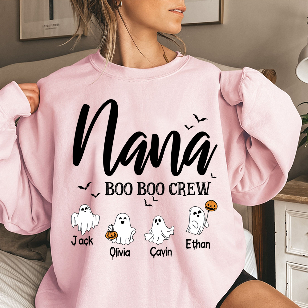 Custom Halloween Grandma, Nana Boo Crew Sweatshirt, Custom Gifts for Gigi and Kids