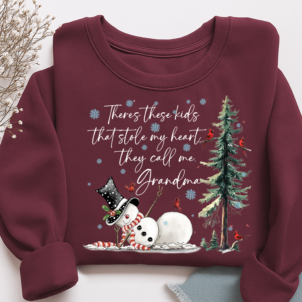 They Call Me Grandma, They Stole My Heart Sweatshirt – Personalized Gift for Grandmother, Cute Holiday Outfit for Christmas