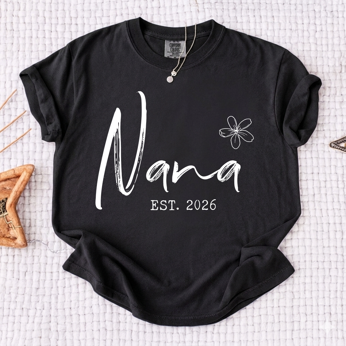 Comfort Colors® Personalized Nana Est 2026 Shirt, Custom Grandma T Shirt, Simple Floral Nana Graphic Tee, Gift for New Grandma Women