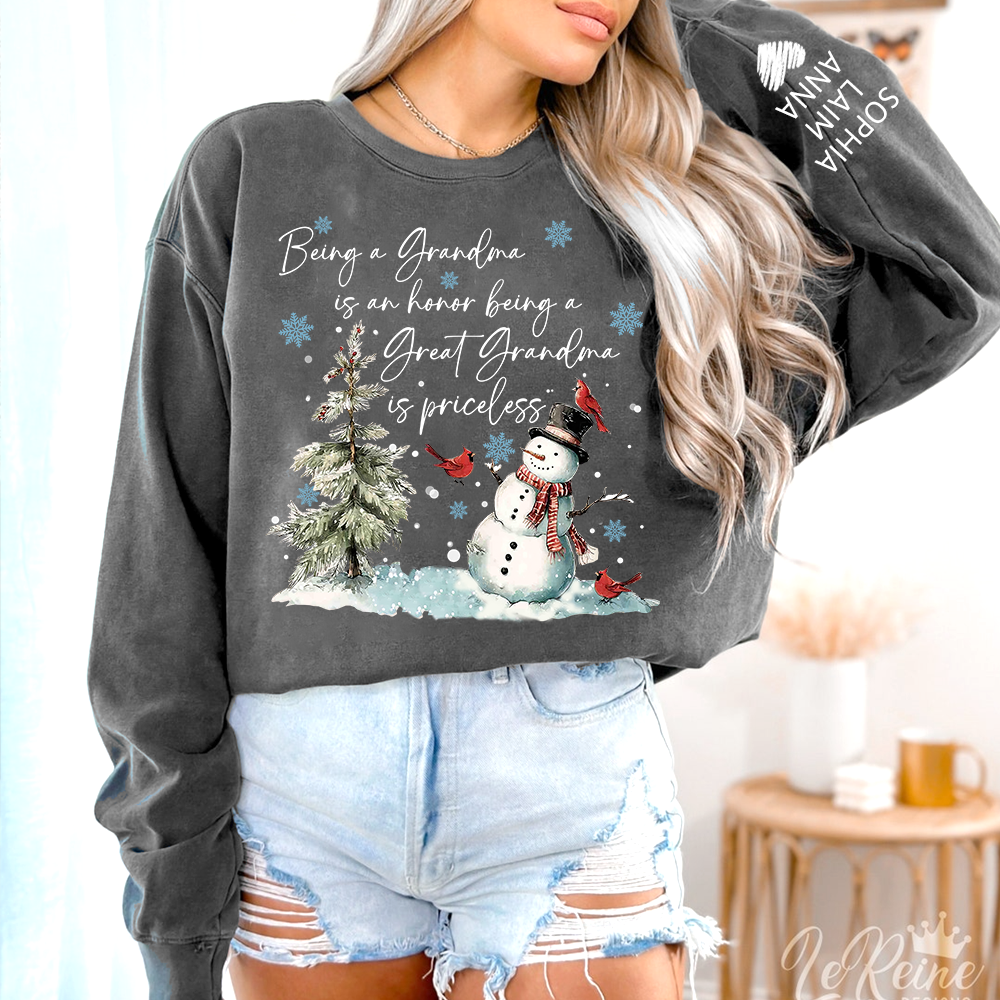 Being a Grandma Is an Honor Being a Great Grandma Is Priceless Sweatshirt, For Gift Grandma And Kids