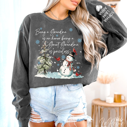 Being a Grandma Is an Honor Being a Great Grandma Is Priceless Sweatshirt, For Gift Grandma And Kids