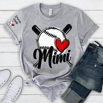 Mimi Baseball Shirt with Heart Design, Personalized T Shirt for Baseball Fans