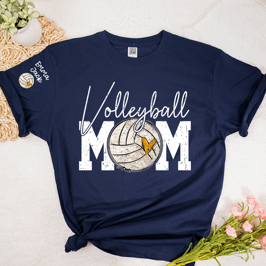 Personalized Volleyball Mom Shirt, Custom Grandkids Names and Volleyball Heart T Shirt