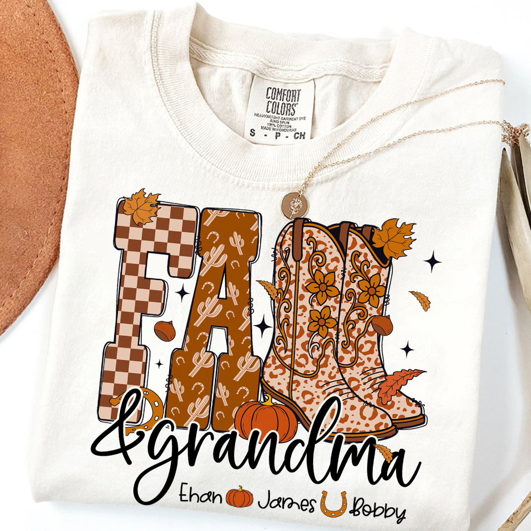 Comfort Colors® Cute Personalized Fall & Grandma Costume, Gift With Grandma And Grandchild Names