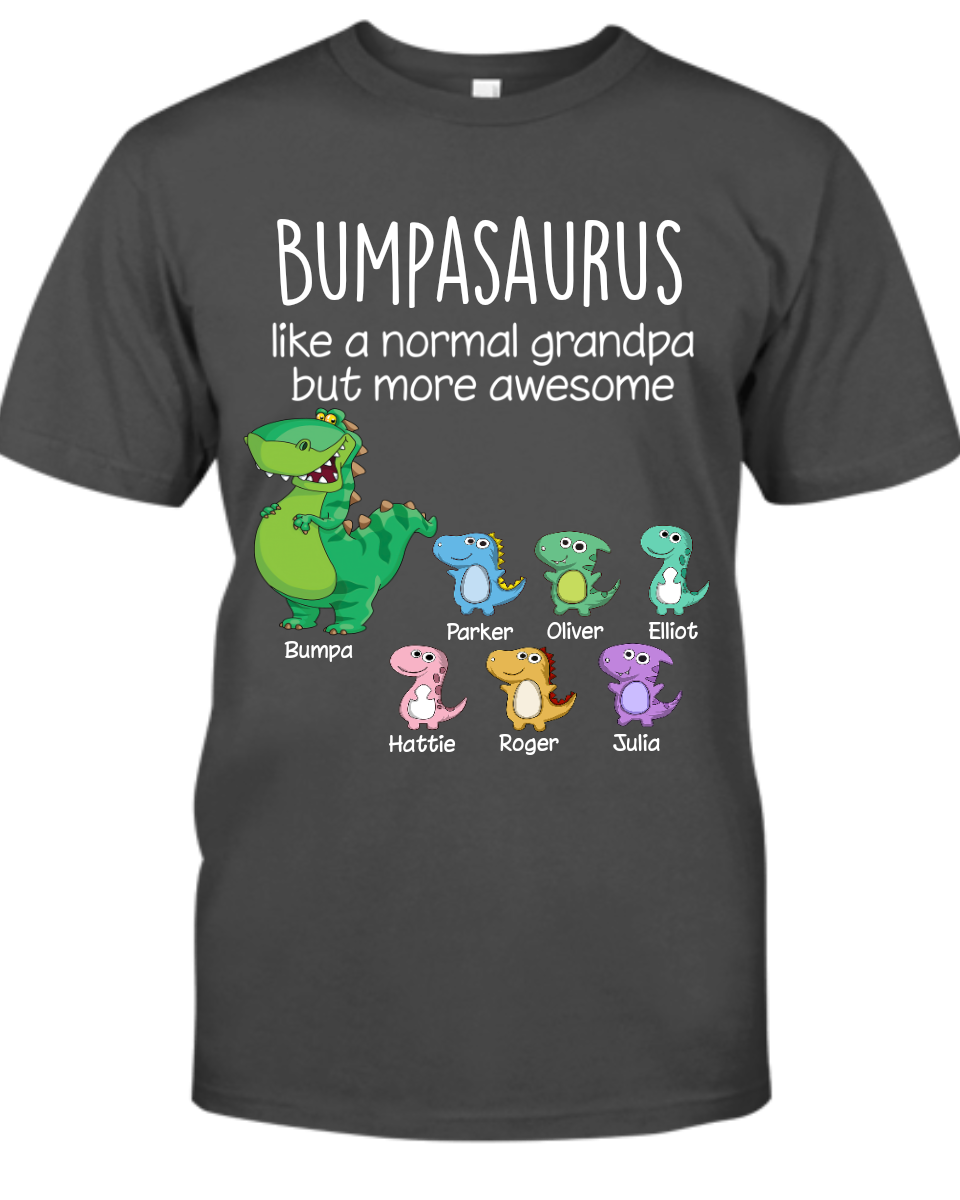 Personalized Grandpasaurus And Kids Names T-Shirt, Personalized Father's Day T-Shirts, Funny Dad Papa Grandpa Shirt