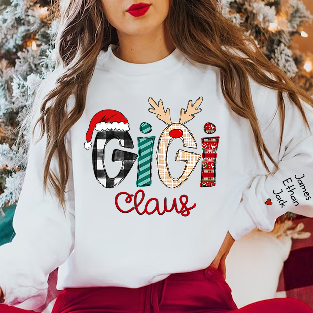 Gigi Claus Sweatshirt, 2025 Christmas Nana Sweatshirt, Custom Grandma Claus Christmas