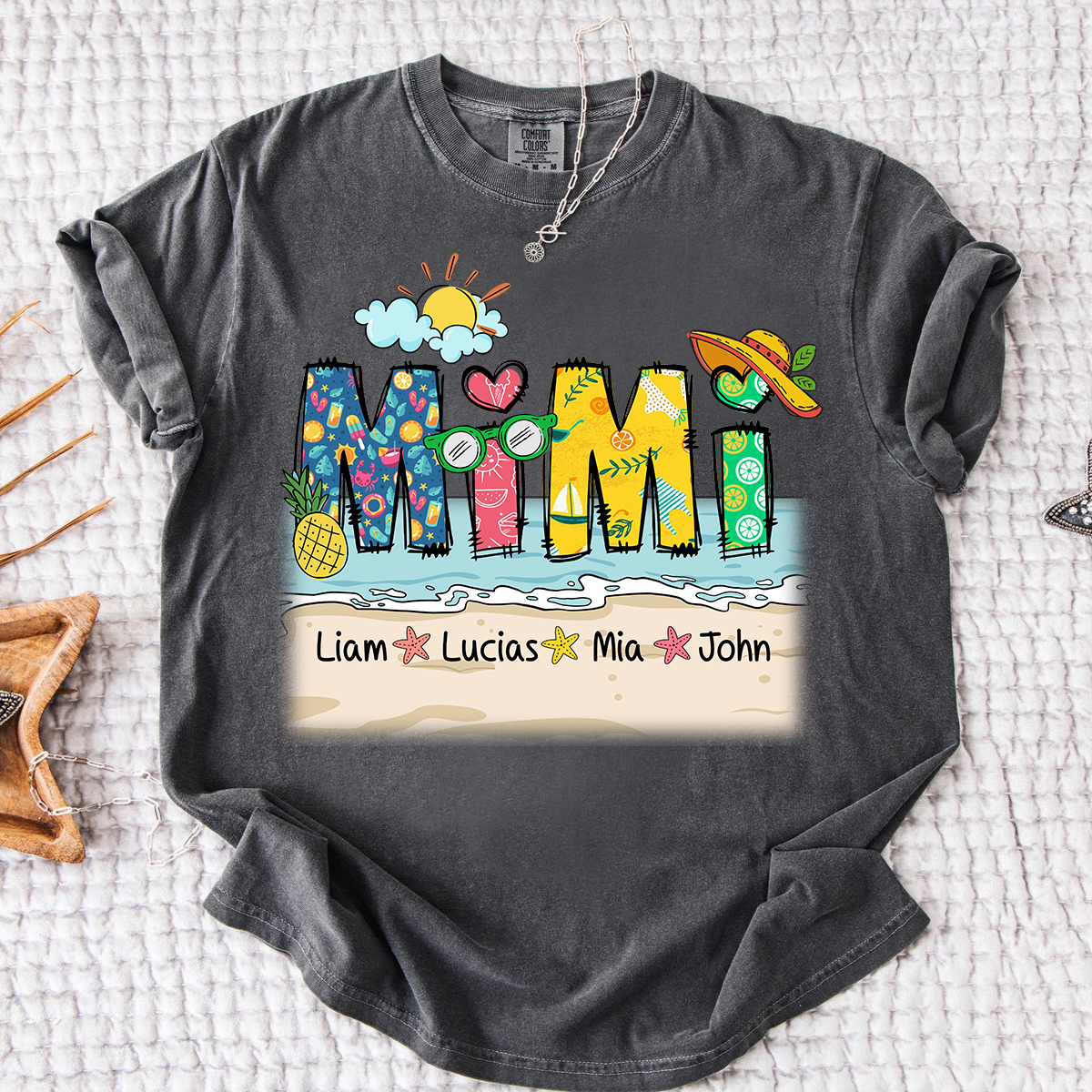 Comfort Colors® Cute Vacation Mimi Shirt with Pineapple and Sunglasses Design for Family