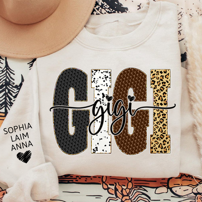Bible Art & Lettering, Personalized Gigi Sweatshirt – Custom Grandchild Name on Sleeve