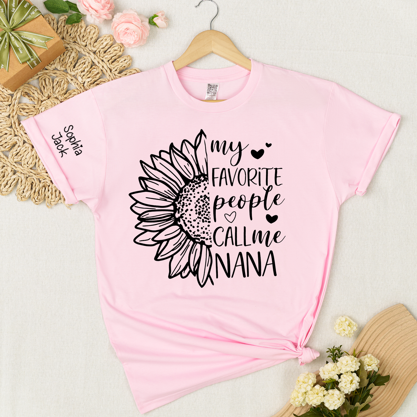 My Favorite People Call Me Nana Shirt – Personalized Sunflower Grandma T-Shirt with Custom Names