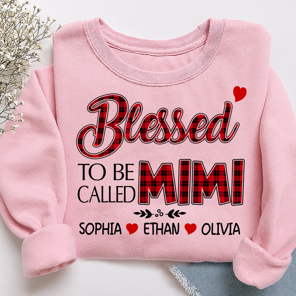 Personalized Blessed To Be Called Mimi Sweatshirt, Gifts for Grandma, Custom Grandma and Grandchild Names