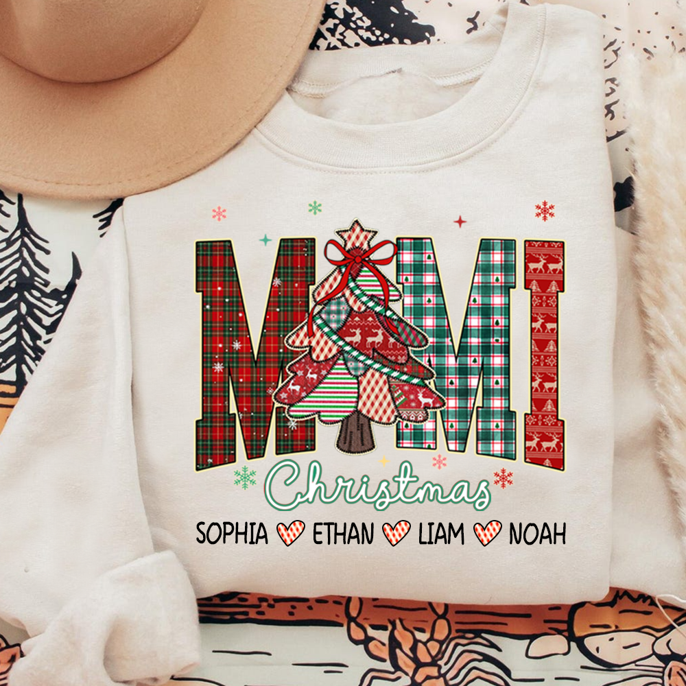 Personalized Mimi Christmas Sweatshirt, Customized Gifts for Grandma and Grandchild