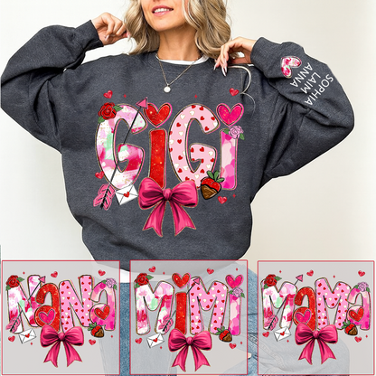 Personalized Gigi Valentine Sweatshirt, Cute Bow and Strawberry Design for Grandma and Kids