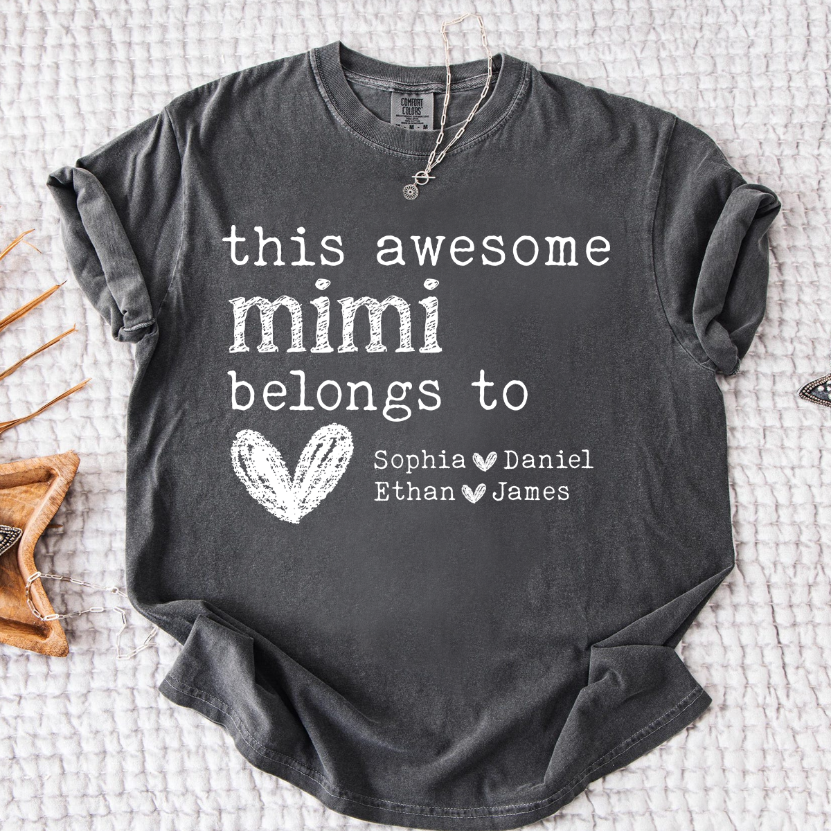 Comfort Colors This Awesome Mimi Belongs To Shirt, Personalized Mimi T Shirt with Kids Names, Custom Grandma Gift, Cute Family Tee