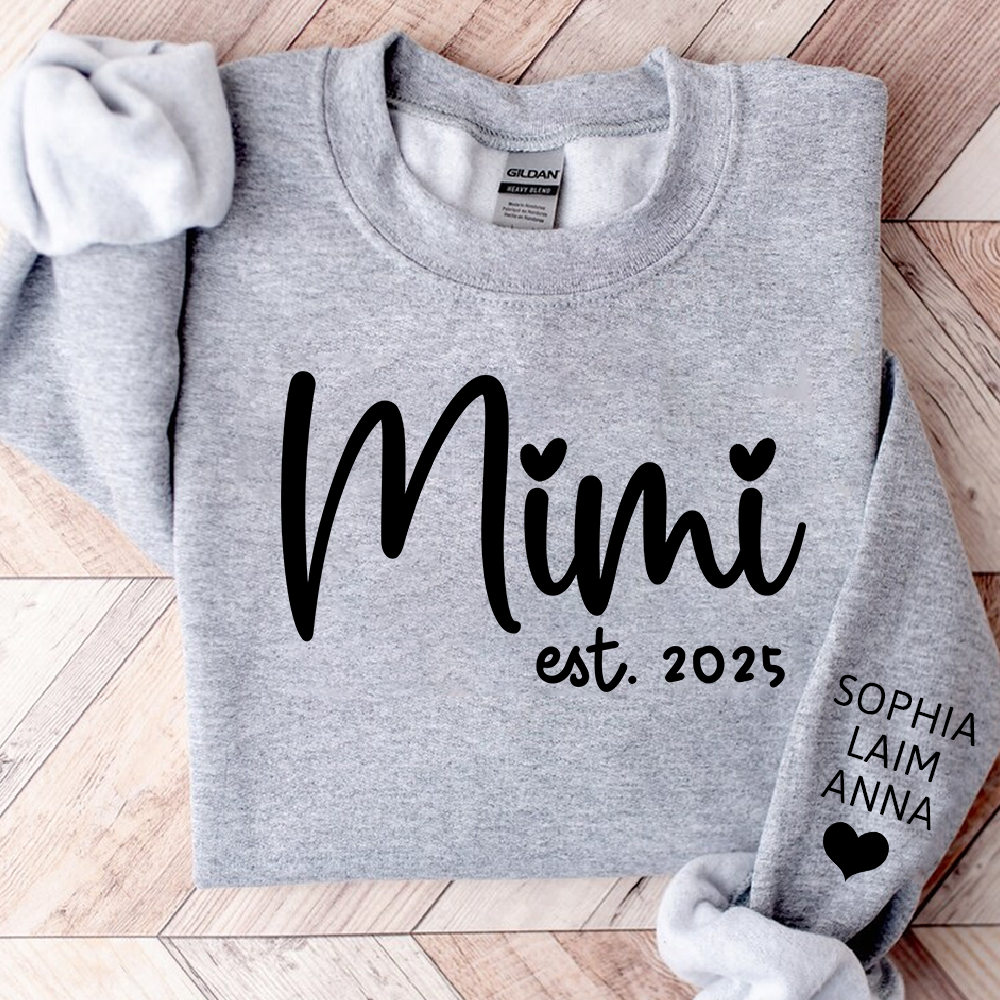 Personalized Mimi Sweatshirt, Custom Est. 2025 Grandma Gift with Kids’ Names