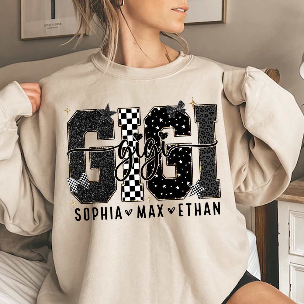 Gigi Style Star Plaid Design, Custom Gifts for Grandma and Grandchild