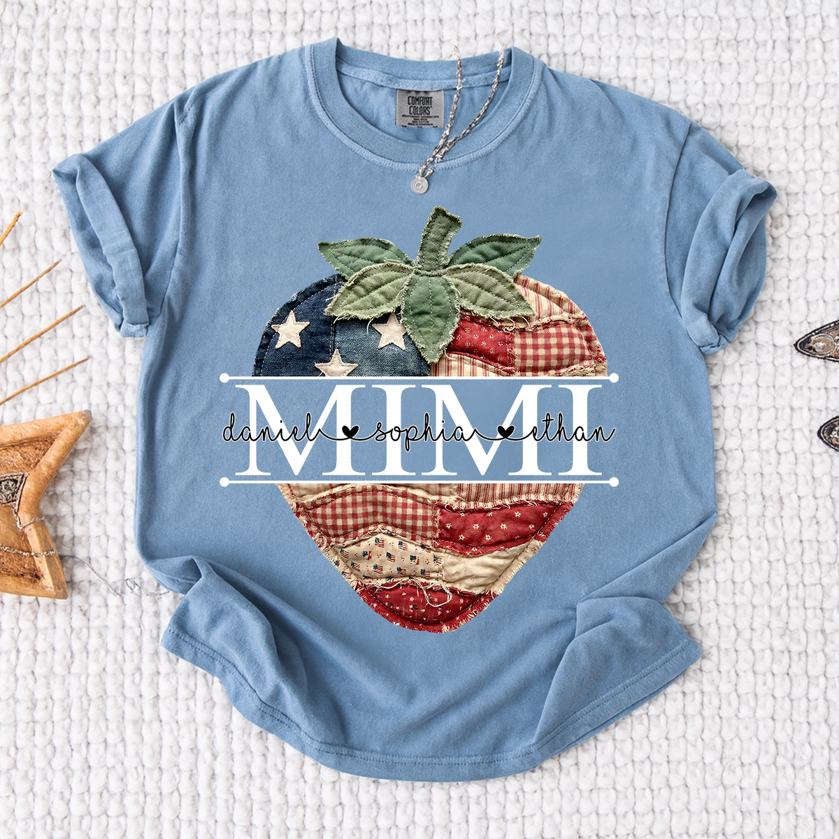 Comfort Colors® Custom Mimi Strawberry Shirt, Patriotic 4th of July Grandma Gift