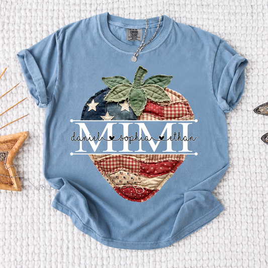 Comfort Colors® Custom Mimi Strawberry Shirt, Patriotic 4th of July Grandma Gift