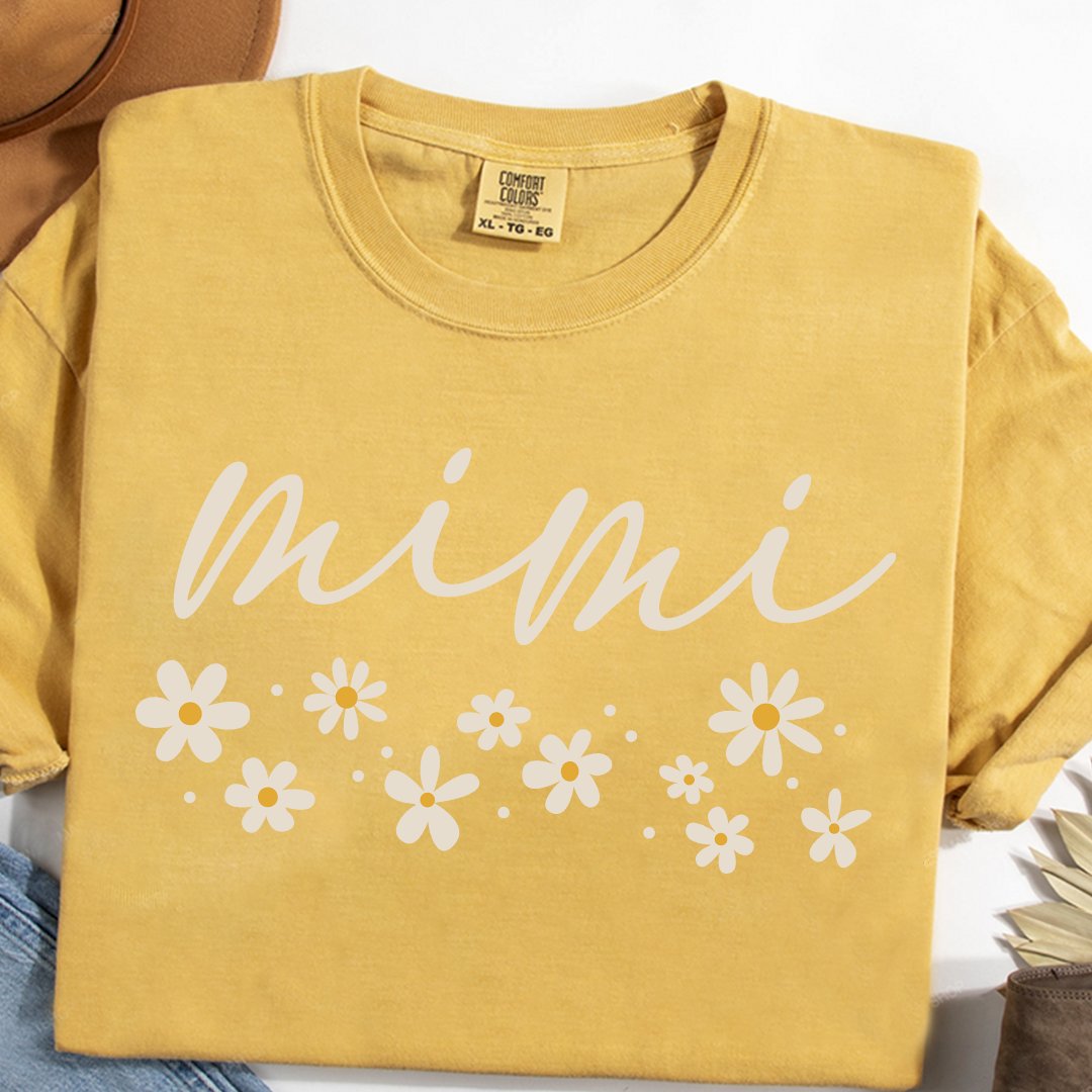 Comfort Colors® Floral Daisy T-Shirt, Custom Nicknames for Mimi And Kids