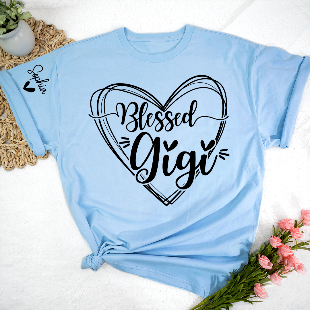Custom Gigi Heart Tshirt, Personalized For Grandma And Little Ones