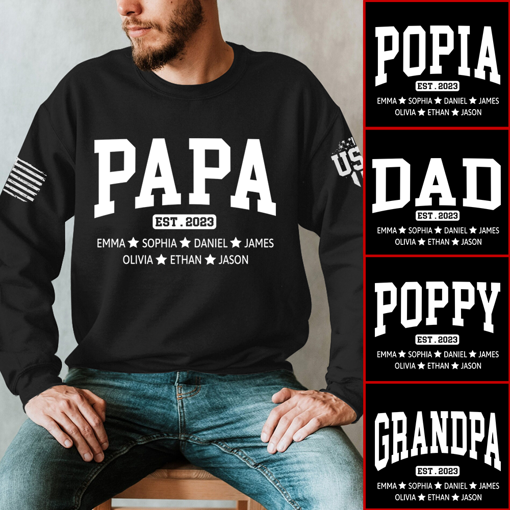 Custom Grandpa Est With Kids, Father's Day Gift Sweatshirt
