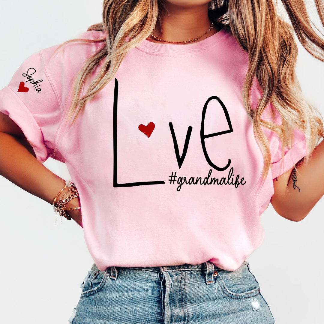 Personalized Love Grandma Life Heart, Custom Nicknames for Grandma and Kids