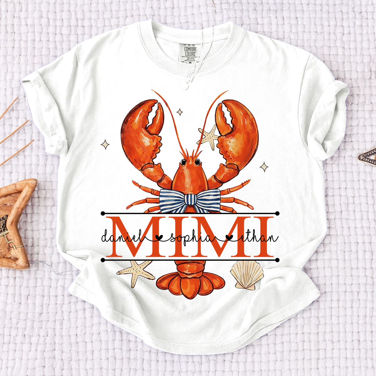 Comfort Colors® Lobster Mimi Shirt for Grandma, Customizable Name Summer T-Shirt, Fun Seafood Design Tee