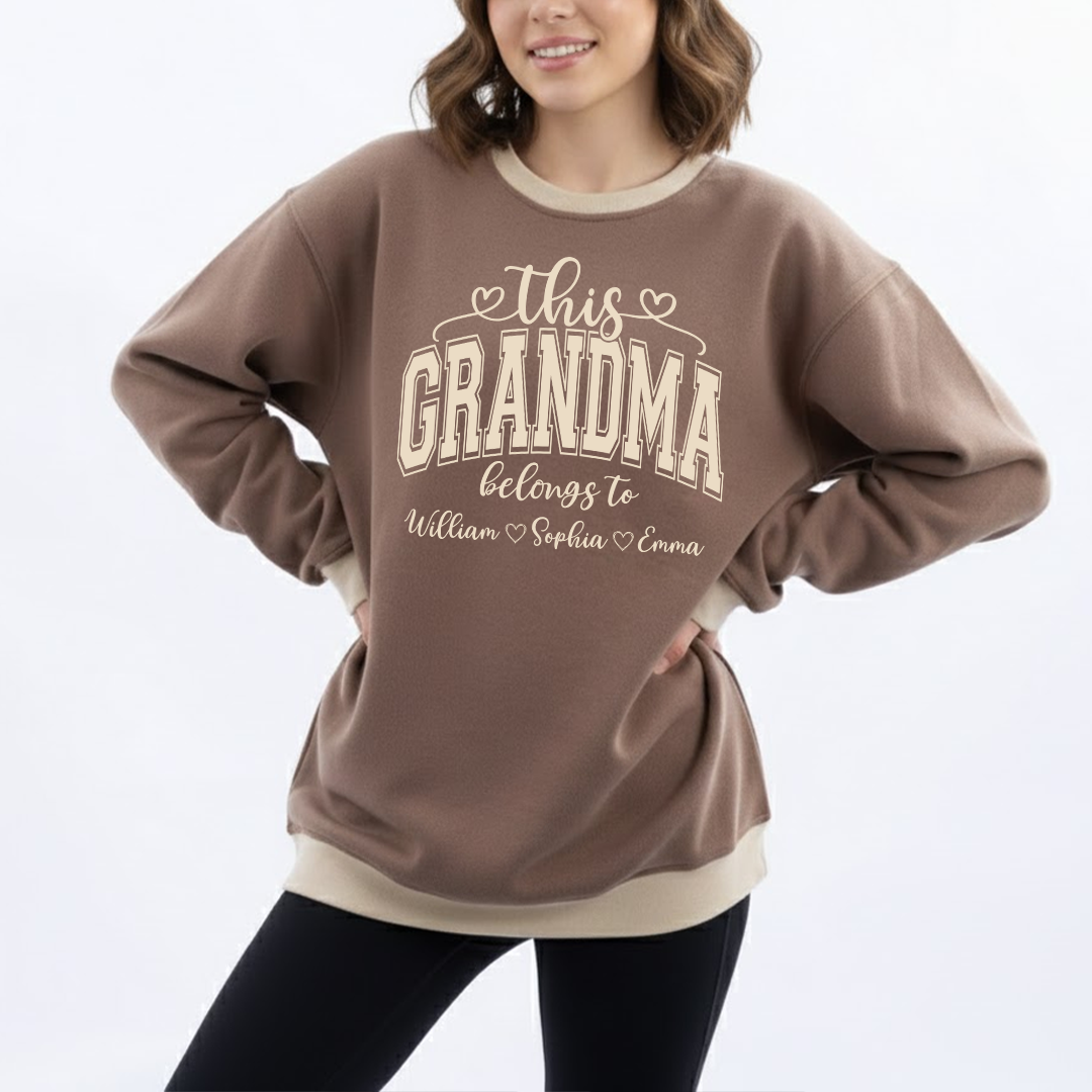 Custom Grandma Sweatshirt – Exclusive Two-Tone Design with Personalized Grandkids’ Names