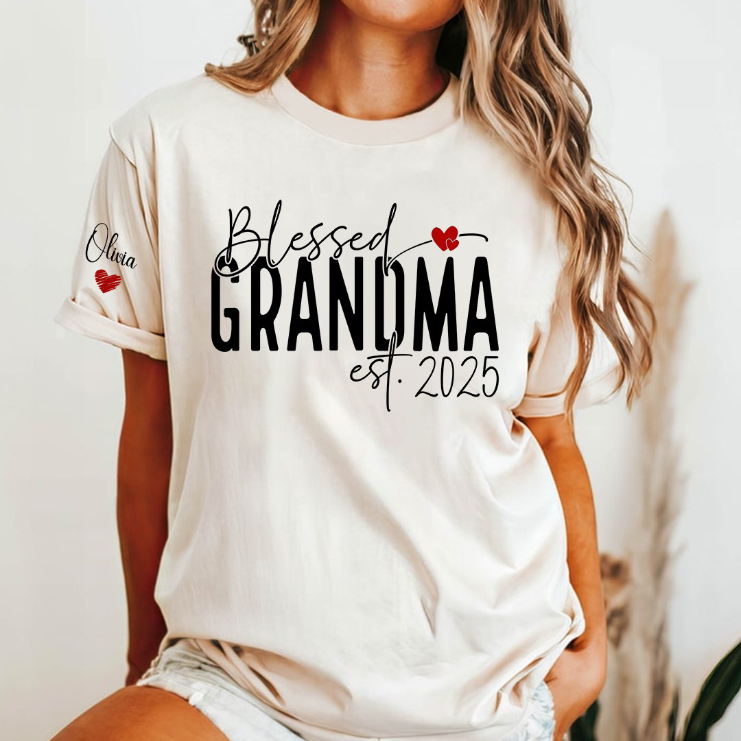 Blessed Grandma And Kids Custom T-Shirt 2025, Give Grandma